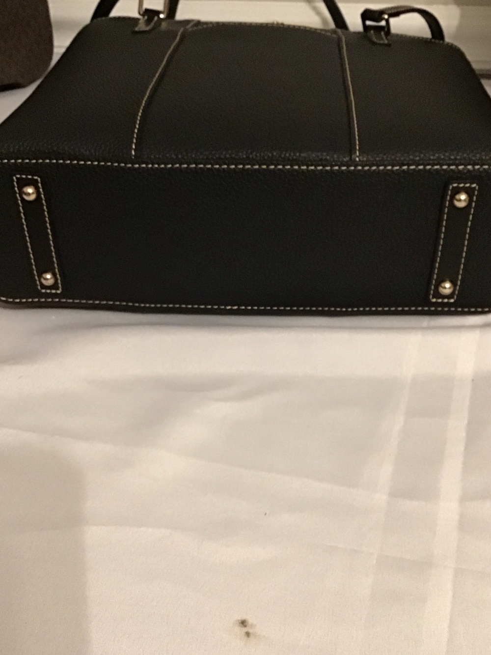 Dooney & Bourke Black Pebbled Leather Shoulder Tote with Gold Plate - Picture 4 of 5